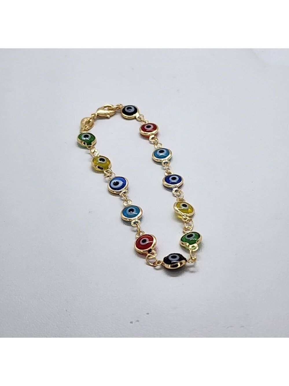 Brand New Brazilian 18k Gold Filled Multi Color Evil Eye Bracelet - Picture 2 of 5